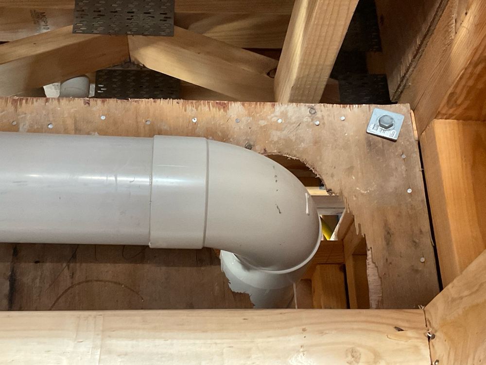 Wall bracing cut through after the frame stage, losing its lateral strength, found during a lock-up stage inspection in Manor Lakes